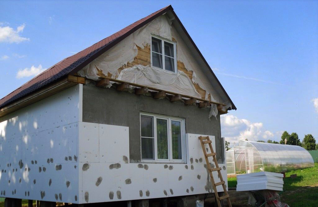 Дом утепленный пенополистиролом.