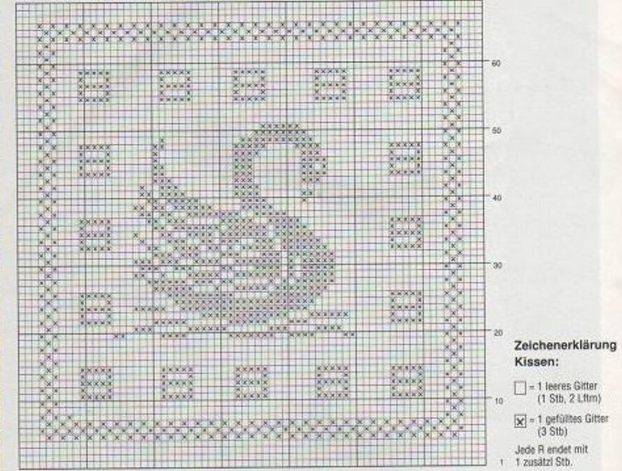 Вязание салфетки с лебедями крючком со схемами и описанием