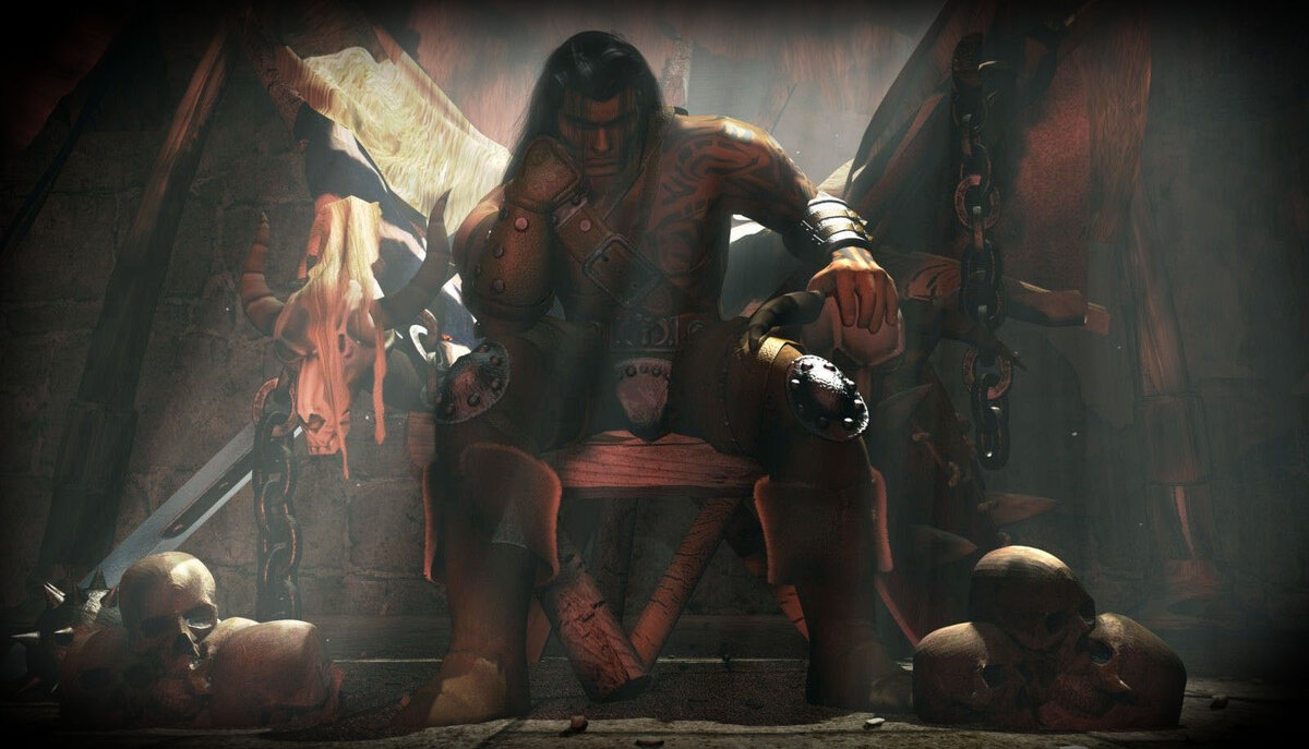 Варвар на троне, один из титульников игры и основная промо картинка. Слегка отредактирована.