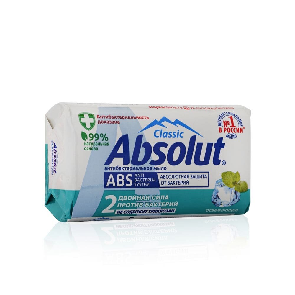 Туалетное мыло Absolut "Освежающее" с маслом чайного дерева, 90г. 31 руб.