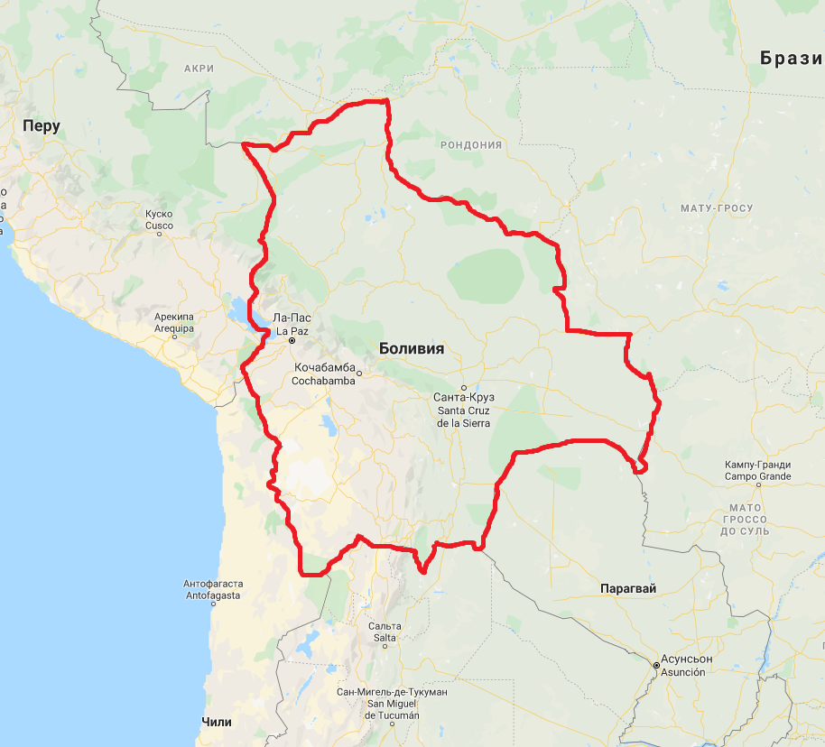 Карта боливии на русском языке с городами подробная