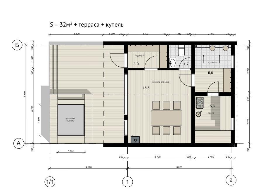 Проект бани 60 м2