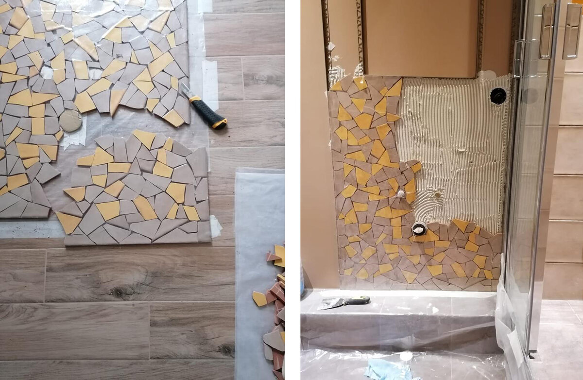Плитка мозаика под дерево на стену для ванной комнаты, Россия