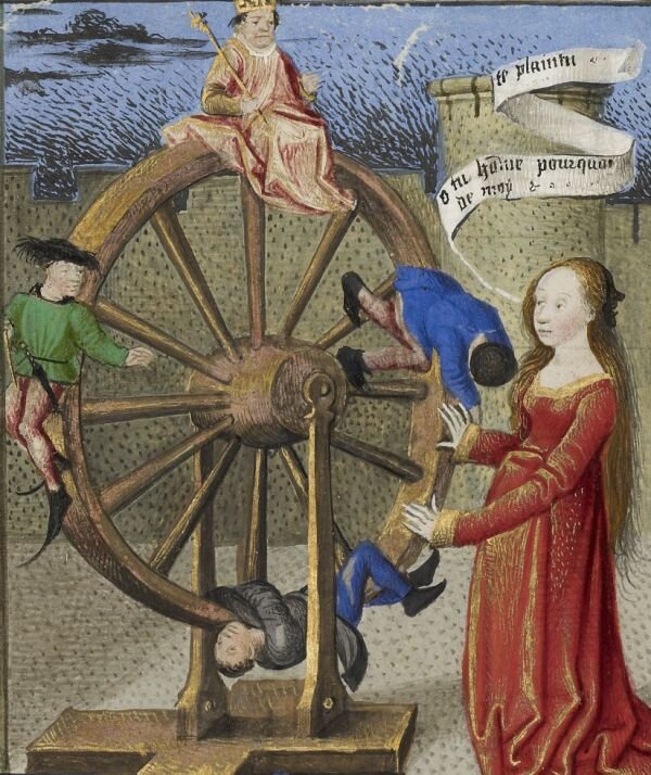 Средневековая гравюра "Колесо Фортуны"