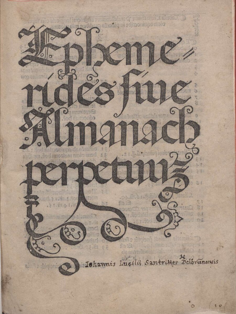 Фронтспис "Ephemerides fiue Almanach perpetum"