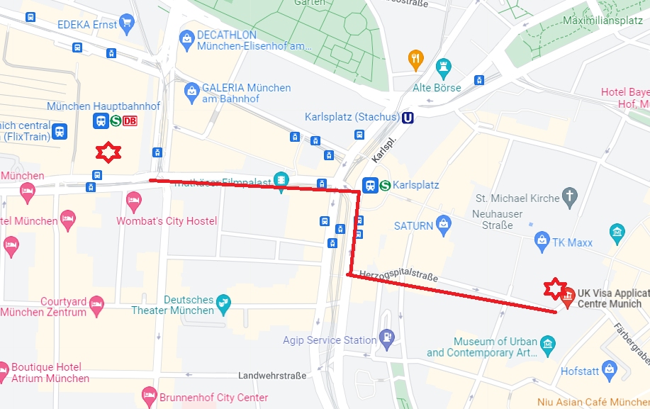 Как добраться от станции Мюнхена. 