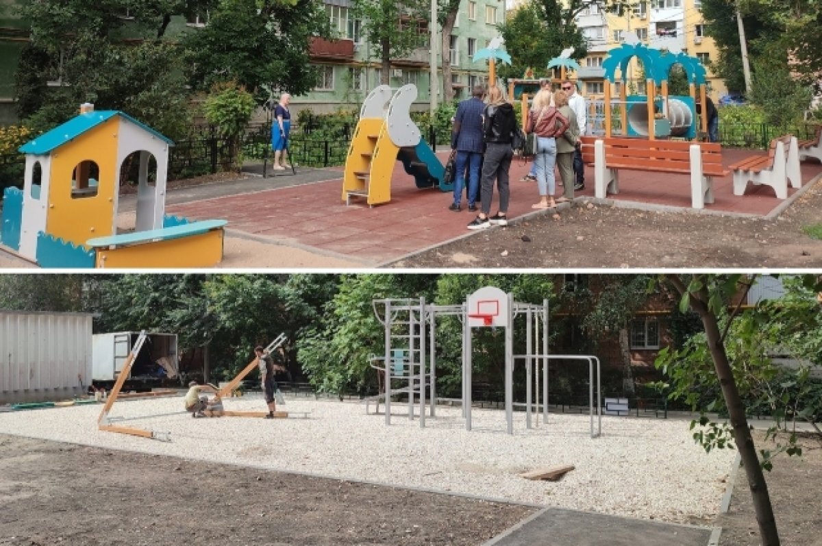   В Самаре на Агибалова, 76-80 во дворе завершается устройство 2 площадок