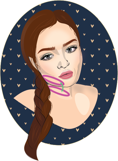 Схема тонального перехода от подбородка к шее