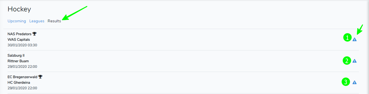 Отправка отчёта с раздела результаты