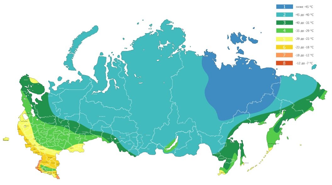 Карта россии с климатическими зонами