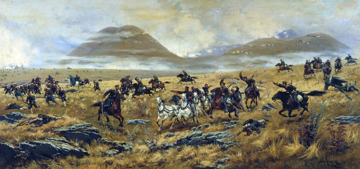Бой русской кавалерии с турками во время Русско-турецкой войны 1877-1878 гг. (рисунок из Яндекс. Картинки)