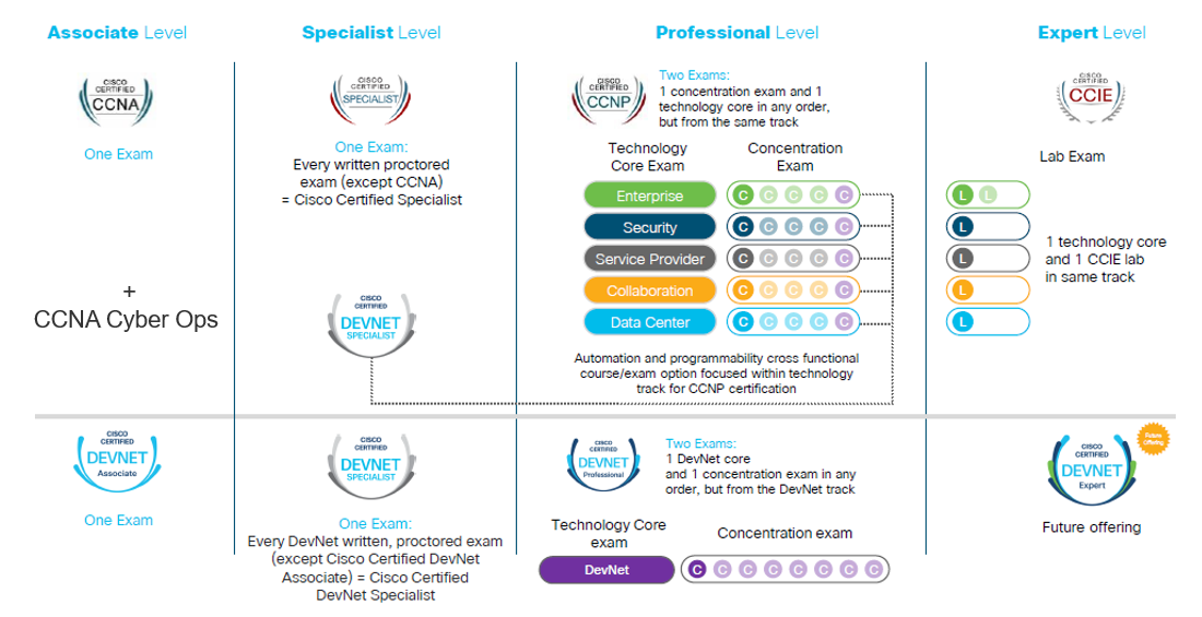 Рис.1. Обновленный портфель учебных программ Cisco.