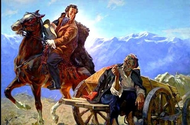 П.П.Соколов-Скаля. Встреча А.С.Пушкина с телом А.С.Грибоедова на Кавказе
