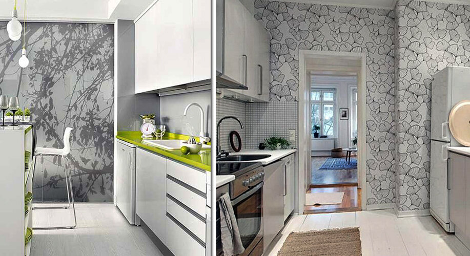 Обои для маленькой кухни: выбор отражающих пространство и визуально увеличивающих помещение
