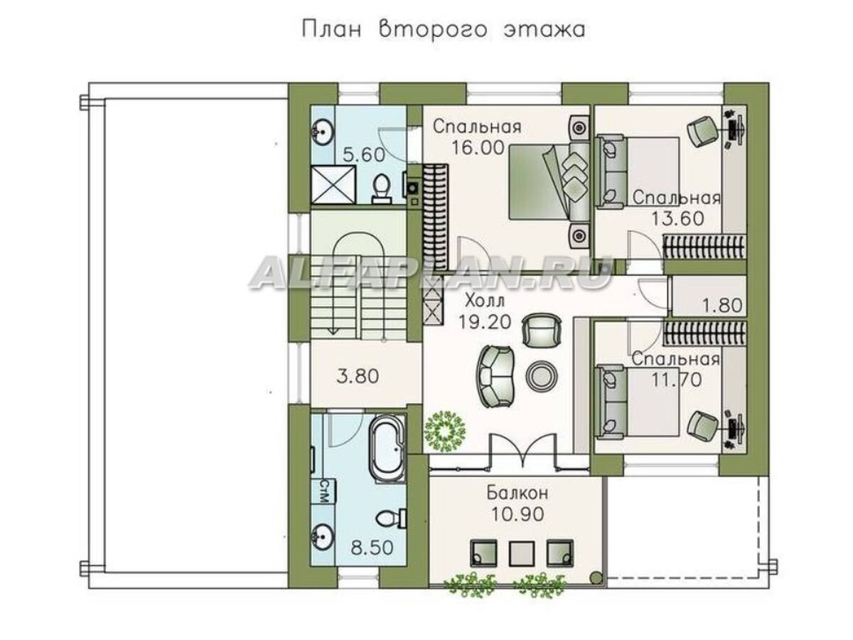 Проект одноэтажного дома с односкатной крышей корица от Альфаплан