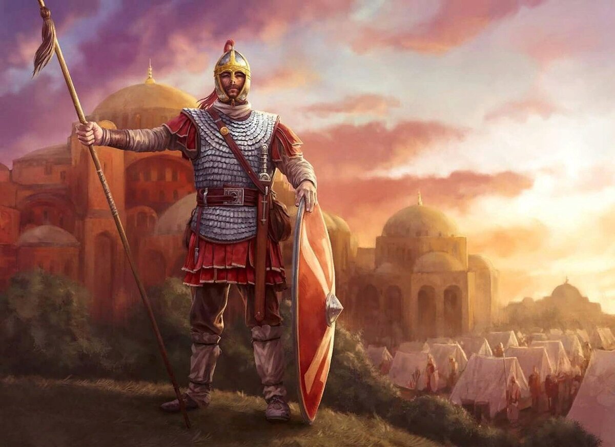 византийский воин у походного лагеря