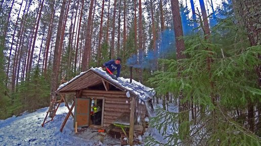 🏕Один день в лесной избе. Вкуснейший обед на печи за 10 минут.Таёжный быт.Зачем мне всё это надо_