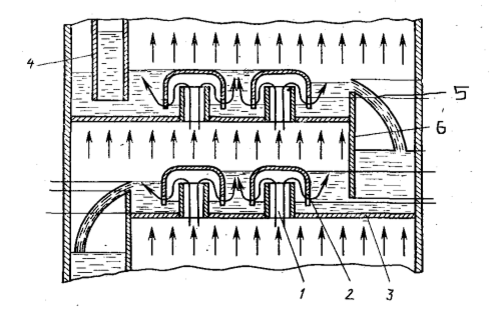 Схема колпачковой тарелки.