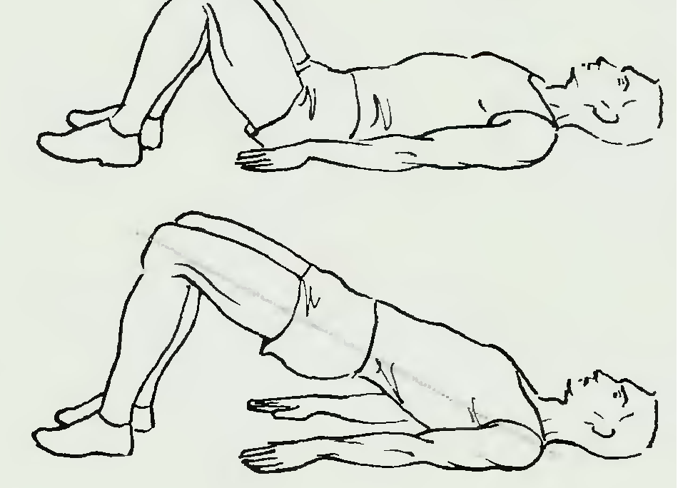 Упражнения лежа на спине. Упражнение поднимание таза. Упражнение мостик лежа на спине. Лежа на спине ноги согнуты.