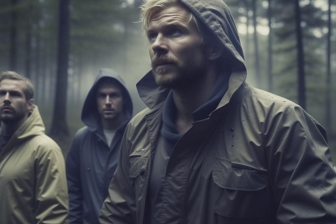 Гаврила в компании с друзьями в лесу. Нейросеть Kandinsky 2.2.