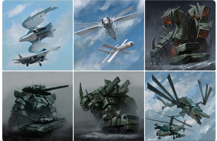 ГК РОСТЕХ опубликовали серию арт по случаю дня ВКС. В принципе готовые герои для российской версии Трансформеров. 