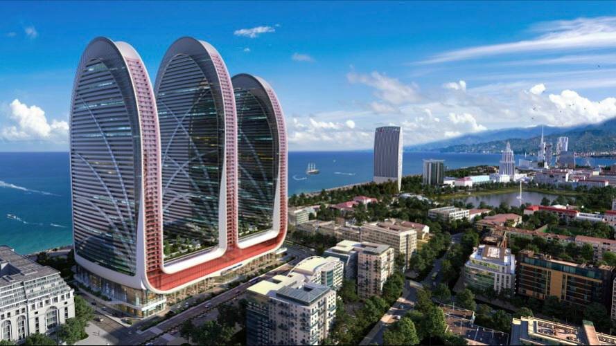 Рендер проекта. Вид на старый город, Парк 6 мая и на горы