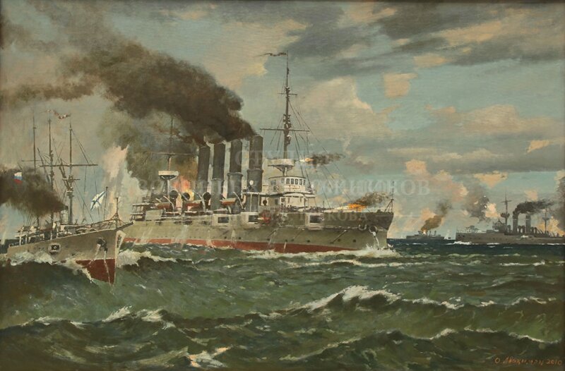 О.А.Авакимян,  Бой крейсера "Варяг", х.,м., 100х150, 2010г. Фото с сайта  http://www.grekovstudio.ru
