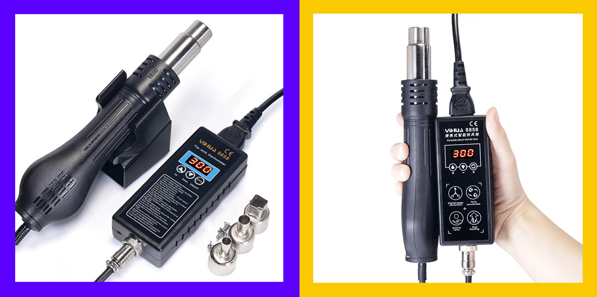 Паяльный фен YIHUA 8858 с насадками