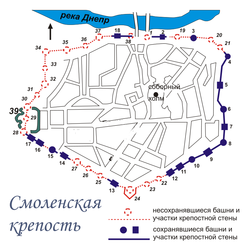 План смоленска с достопримечательностями