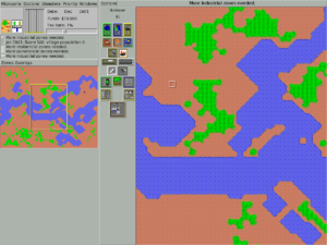 Карта пустой местности Micropolis, бесплатной версии SimCity, распространяющейся под свободной лицензией GPL 3