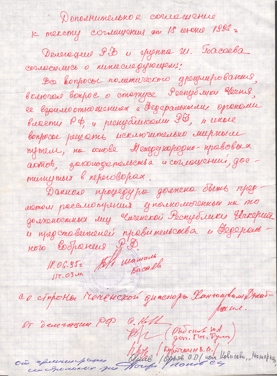 Оригинала подписанных документов хранятся в архиве "Мемориала"