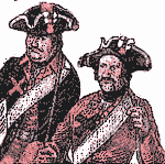 Первое упоминание об эмблемах родов войск относится к 1760 году, когда было велено солдатам полковой артиллерийской команды пехотных полков нашивать на шляпах под бантом красный суконный кружок ("наподобие ядра"), на правой стороне груди кафтана красную же суконную эмблему в виде двух скрещенных пушечных стволов, на правой стороне груди камзола такую же эмблему зеленого цвета. Дело в том, что артиллеристы пехотных полков носили пехотную форму, но требовалось внешне выделить их из обычных пехотинцев. Это было необходимо потому, что артиллеристы были дефицитными (как теперь говорят) специалистами, их требовалось беречь и запрещалось использовать в пехотном строю. В артиллерийских полках эмблемы введено не было, т.к. там солдаты носили характерную артиллерийскую форму. Когда эти артиллерийские эмблемы исчезли с мундиров точно неизвестно, но в 1797 году на новой форме их уже не было.