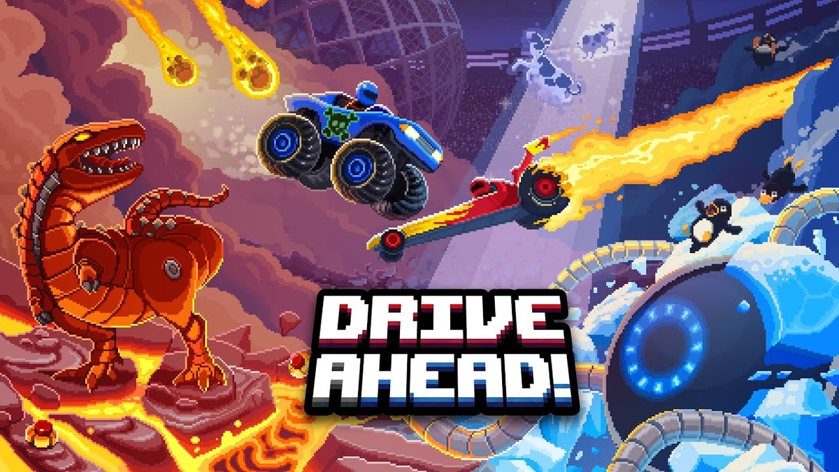 Разбей своей тачкой голову противника, и набирай очки!

Гладиаторские бои на тачках!
 
 Зарабатывай очки, врезаясь своей тачкой в голову приятеля! Сражайся с внедорожниками, мусоровозами и раллийными авто! Собирай машины, монеты, болты и шлемы для продвижения по боевым аренам, опасность которых постоянно растёт! Удастся ли тебе разбить монстр-трак великом BMX? Самое время взяться за руль и узнать на деле!
 
 В Drive Ahead! несколько игровых режимов:
 
 - Арена Сражений открыта навсегда! Она будет ГЛАВНЫМ МЕСТОМ сражений и выявления бесспорных чемпионов!
 - Вызывай приятелей на мультиплеерные сражения со шквальной стрельбой, или на выполнение командных задач в режиме кооперативной игры!
 - Войди в мир Rift Riders, чтобы разжиться новыми мощными и эксклюзивными тачками!
 - Пошныряй по Стадионам Заданий, избегая опасностей вроде роботов и пришельцев! На Стадионах можно заработать нереальные награды!!
 - Сколь долго ты сможешь оставаться Царём горы, пока не скатишься оттуда вверх тормашками?