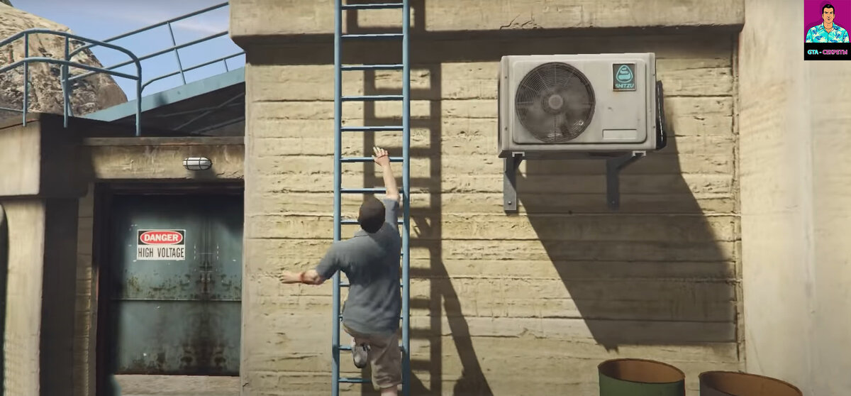 скрин из игры, залезаем на крышу