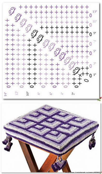 Вязание крючком накидки на стулья и табурет, схемы с описанием