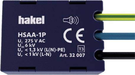 HSAA-1P - разрядник класса III, предназначенный для установки розеточные коробки в качестве дополнительной защиты 