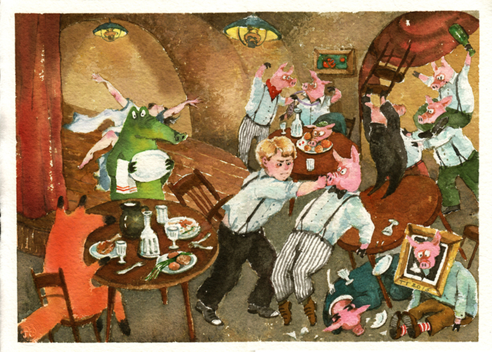 Карикатура «Поэт в кабаке» 