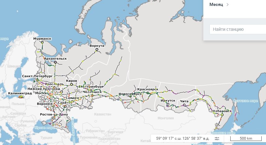 Карта жд омск хабаровск