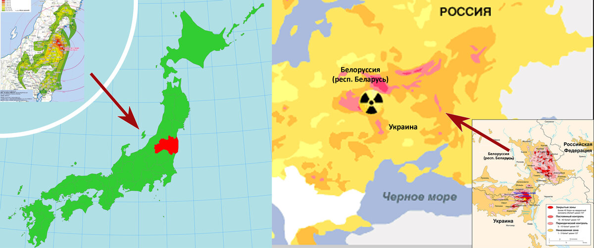 Фукусима зона отчуждения карта