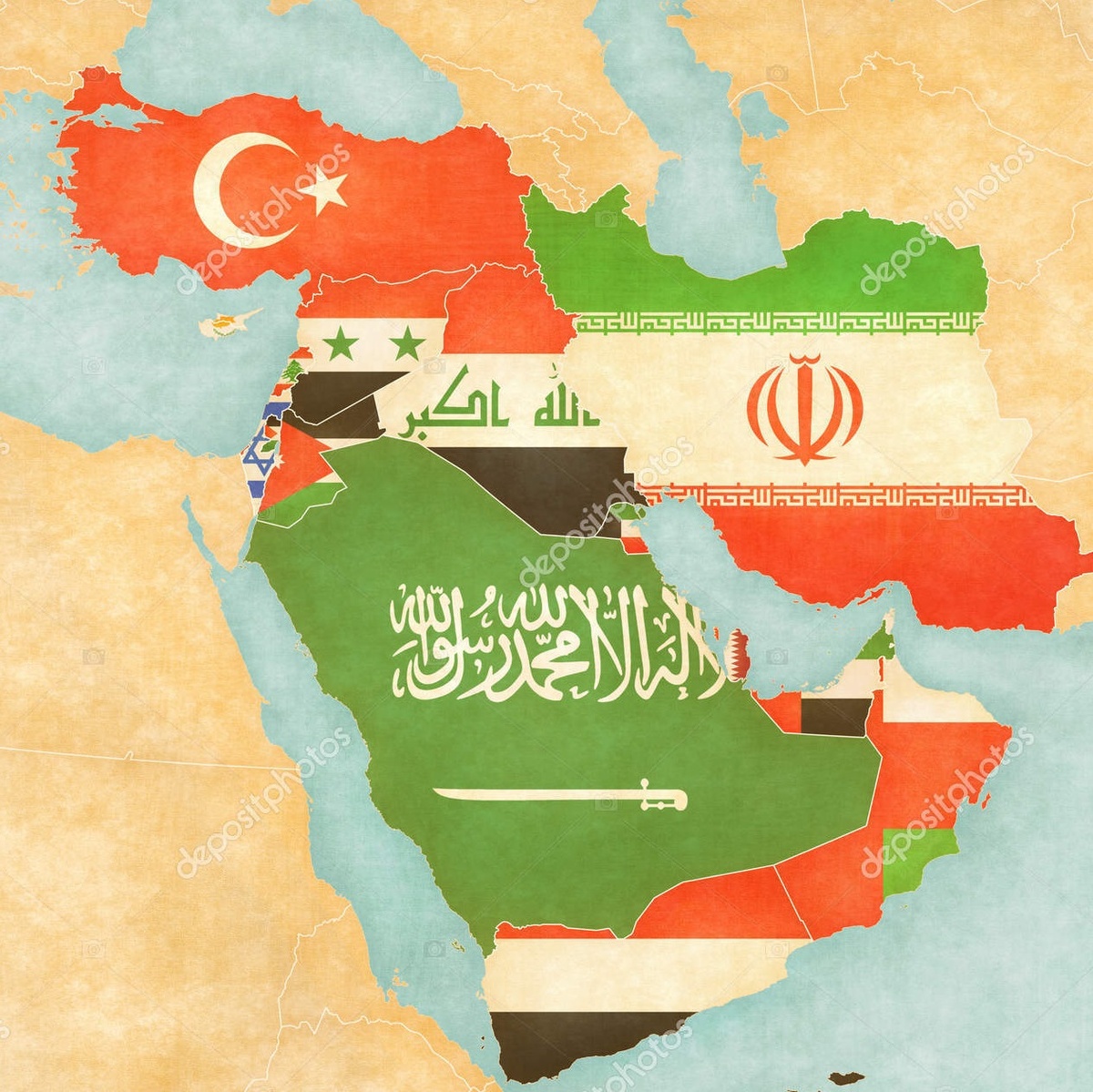 *Карта т.н. "Большого Ближнего Востока" // Depositphotos*