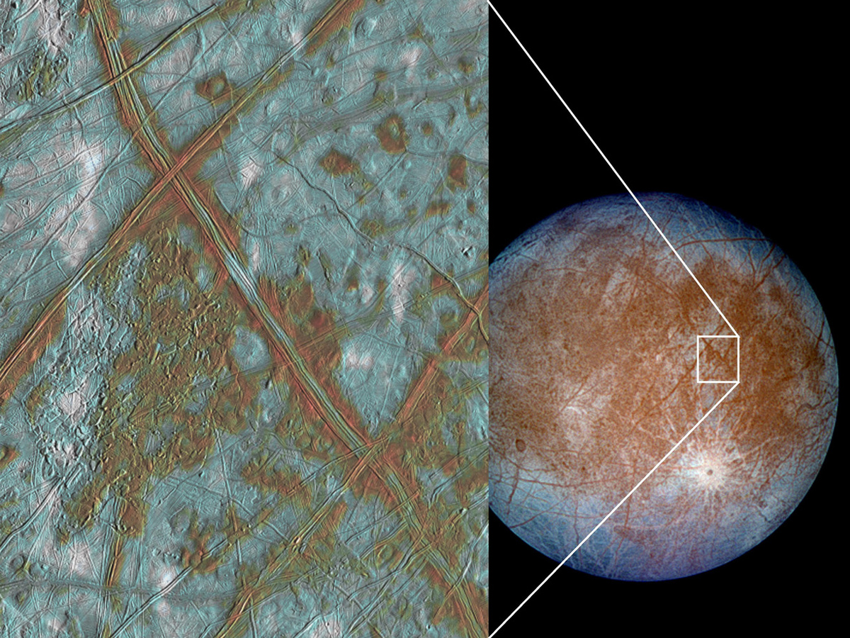 Поверхность Европы. Источник:europa.nasa.gov