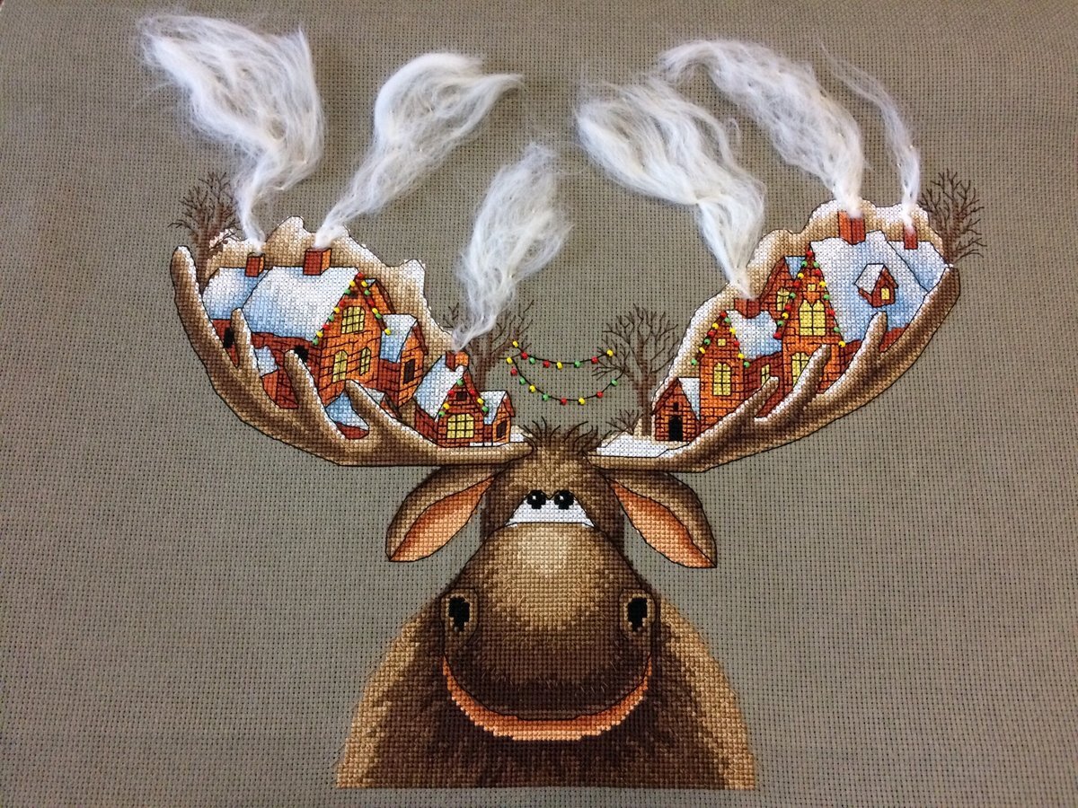 Схема вышивки лось. Рождественский Лось Панна. Panna Рождественский Лось. ZM-7103 Рождественский Лось. Рождественский Лось набор Панна.