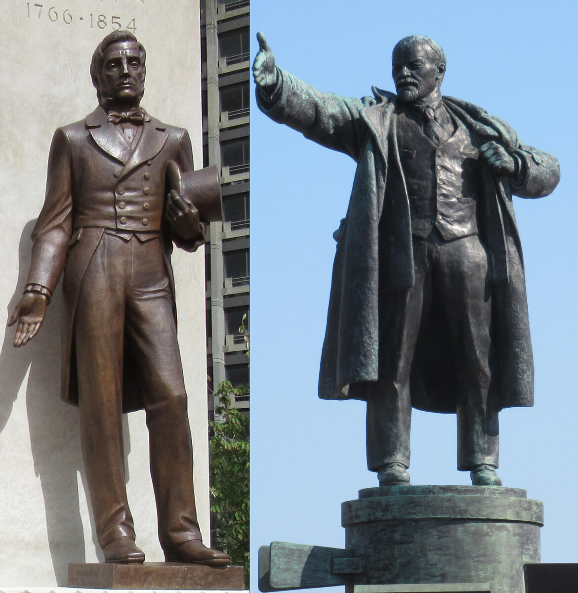 Памятники дяде Сэму в Америке и Ленину в России.