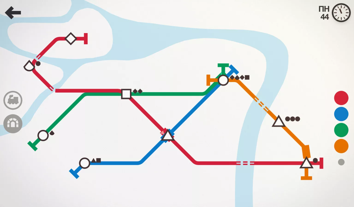 Скриншот из игры "Mini Metro".