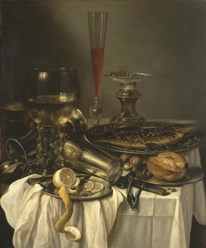 Питер Клас. Завтрак с рыбой, 1653