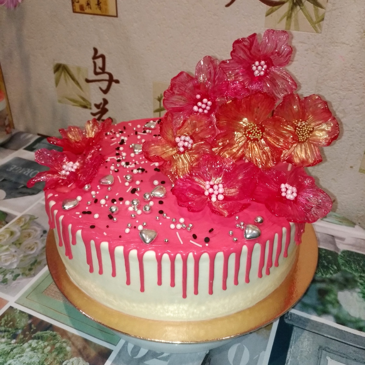 Торт для мамули, медовик и карамельные цветы