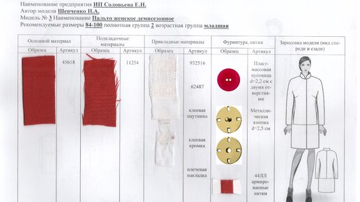 Конфекционная карта габардин