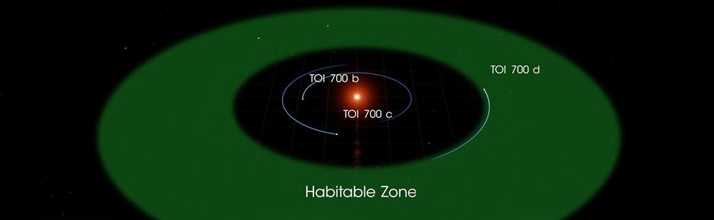 Зеленым обозначена обитаемая зона. TOI 700 d находится на самой границе, получая достаточное количества энергии от своей звезды / © wikipedia.org