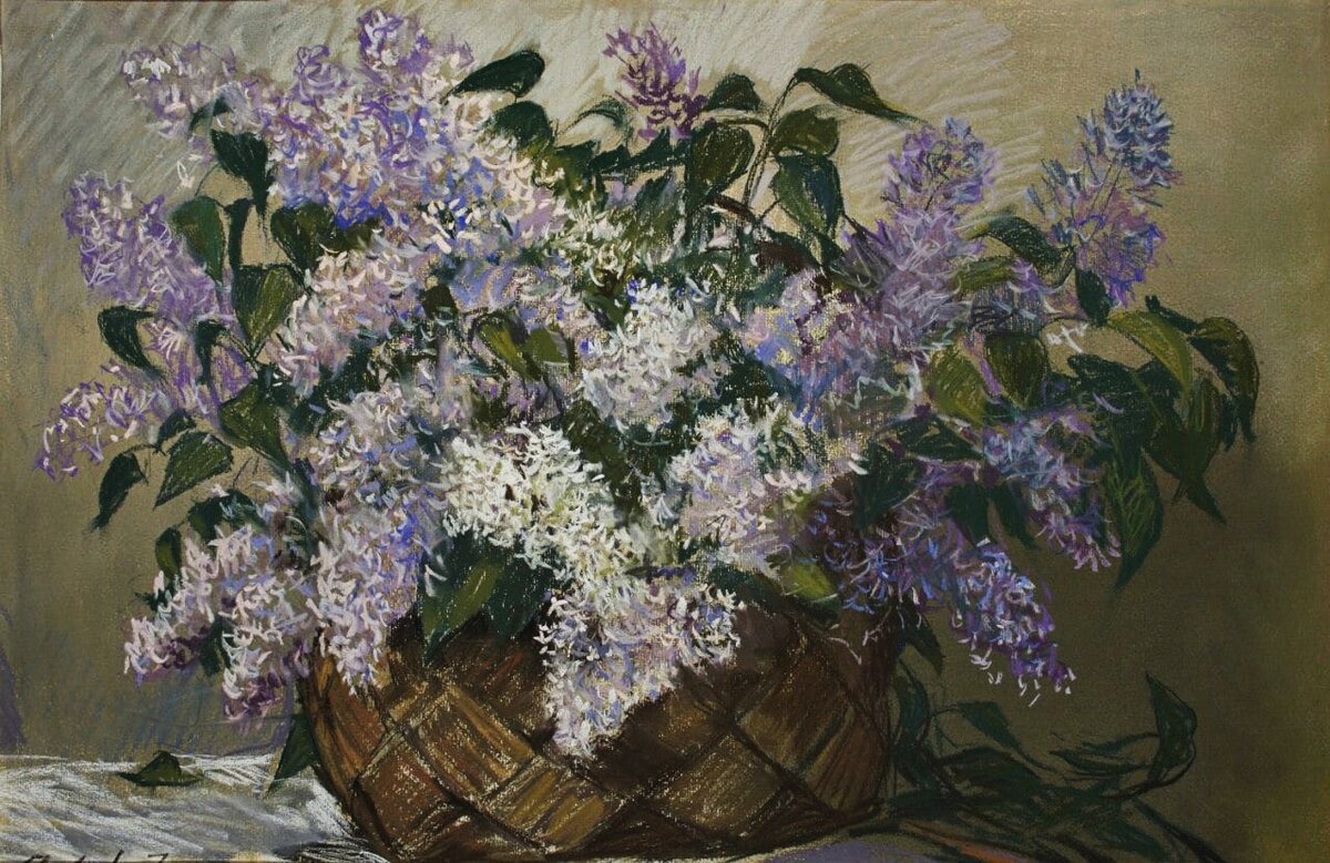  Либеров А.Н., «Сирень», бумага, пастель