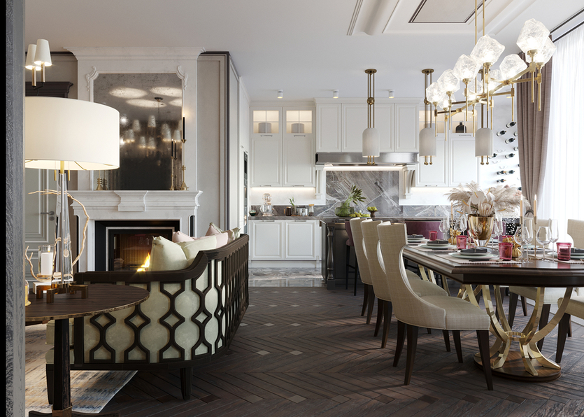 Интерьер кухни-гостиной. Дизайн: студия AR-1